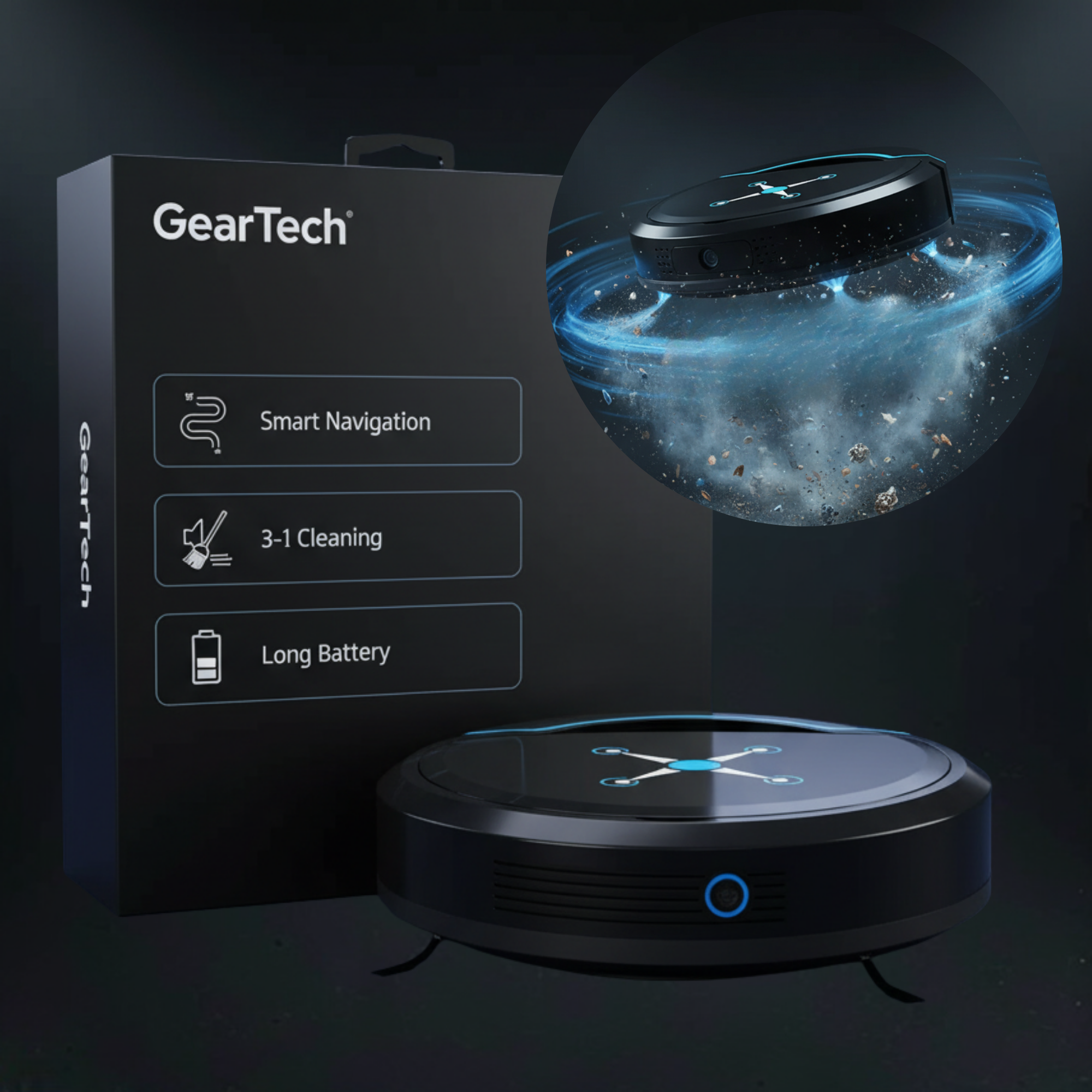 Automatic Robot Vacuum Cleaner 3-in-1 Floor Cleaning with Long Battery Life