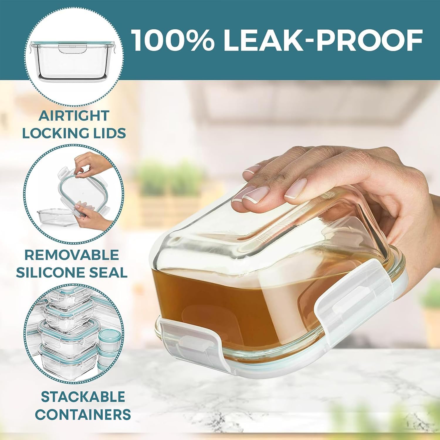 8-Piece Leak-Proof Meal Prep Containers Set with Secure Lids