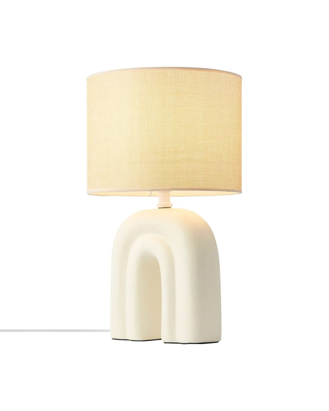 Nevel table lamp with ceramic arch and linen shade