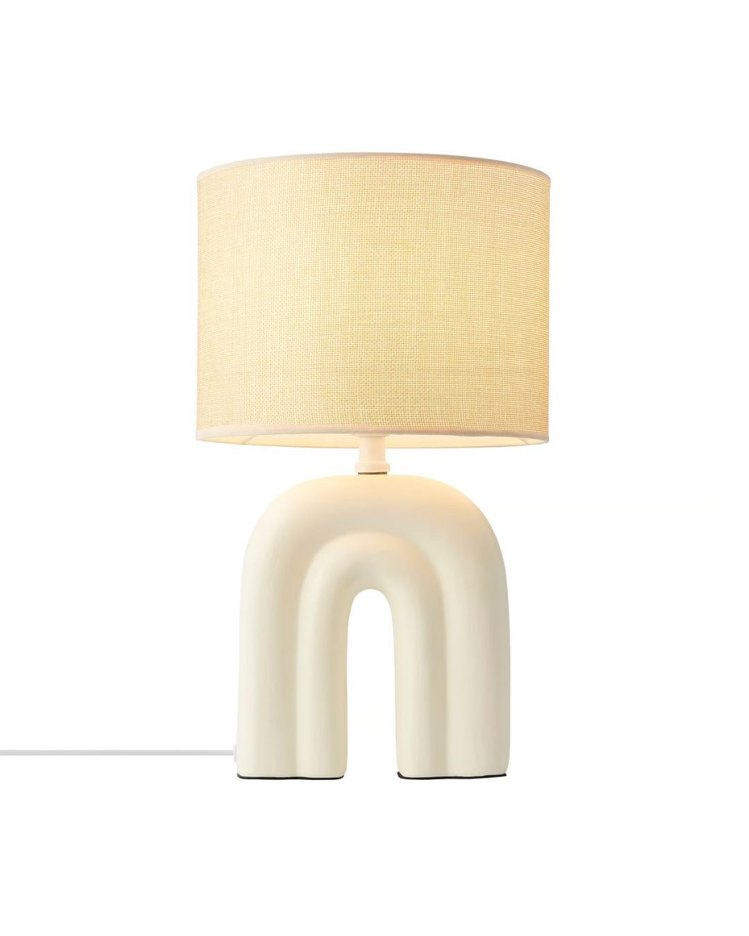 Nevel table lamp with ceramic arch and linen shade