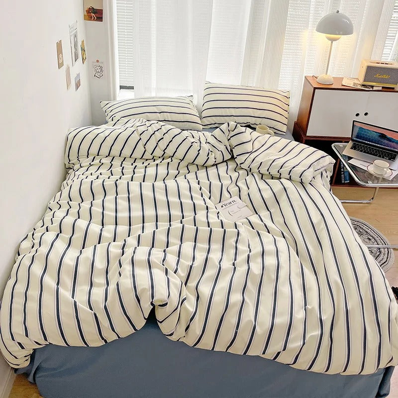 Timeless Striped Bed Set Complete Duvet & Pillowcase Collection