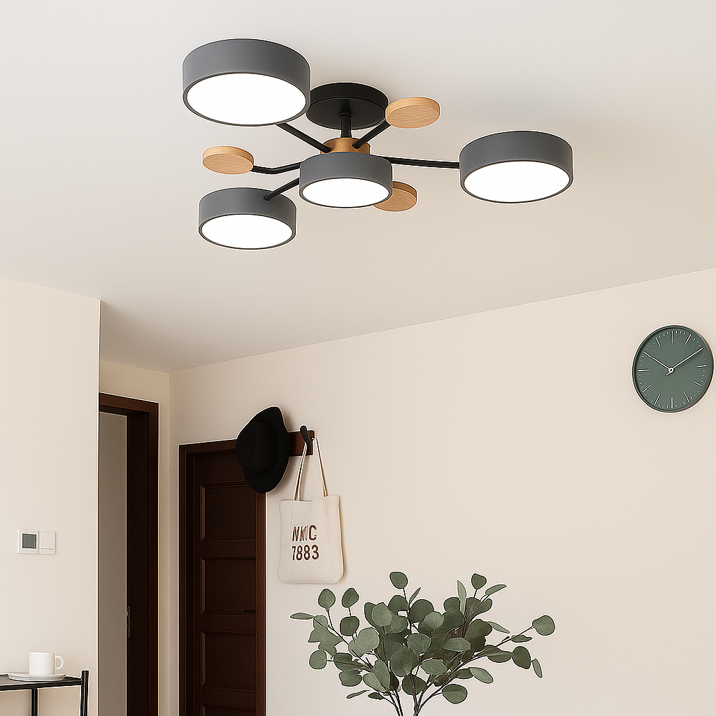 Circular wooden circle ceiling lamp