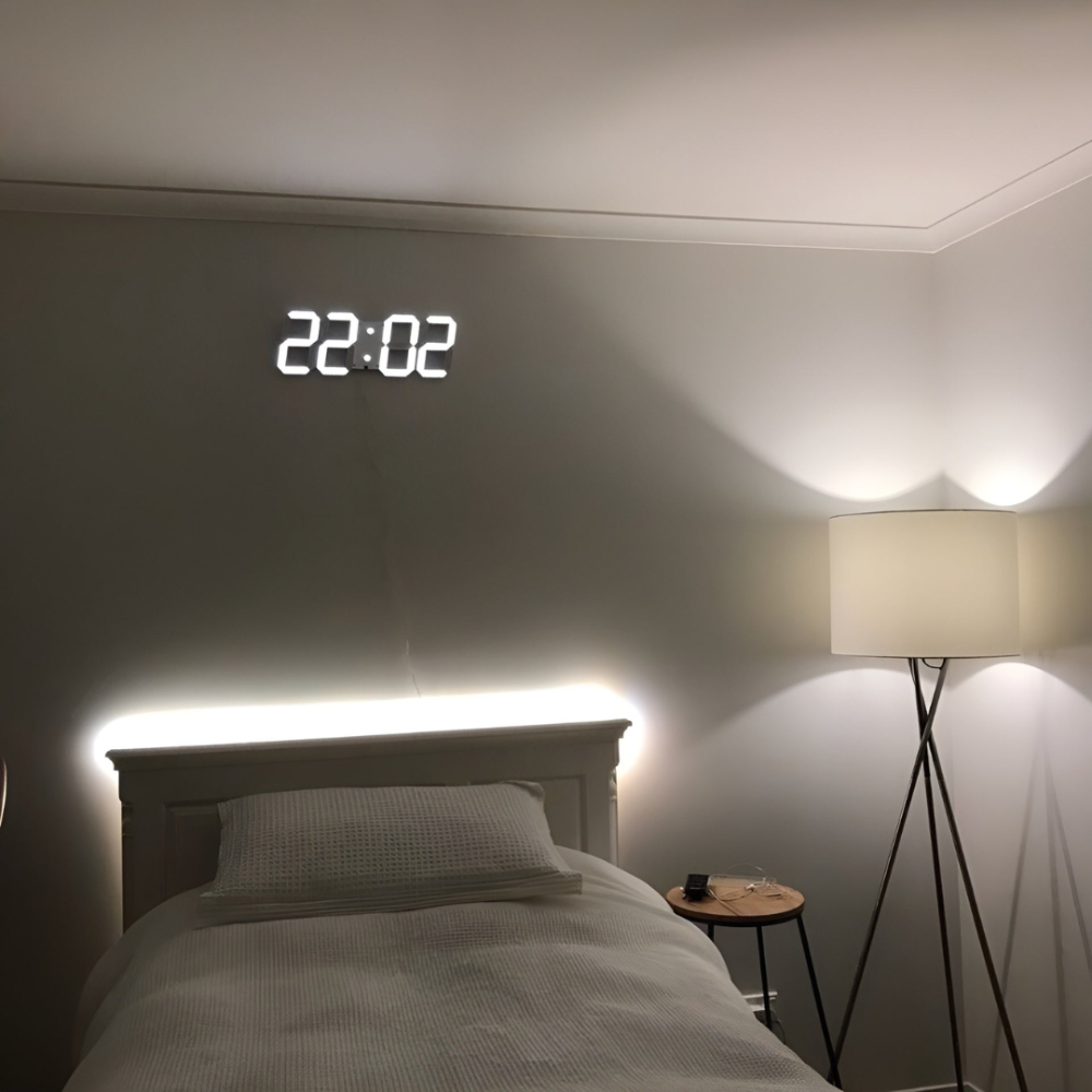 Sleek Digital LED Wall Clock Modern Time Display with Auto-Dimming