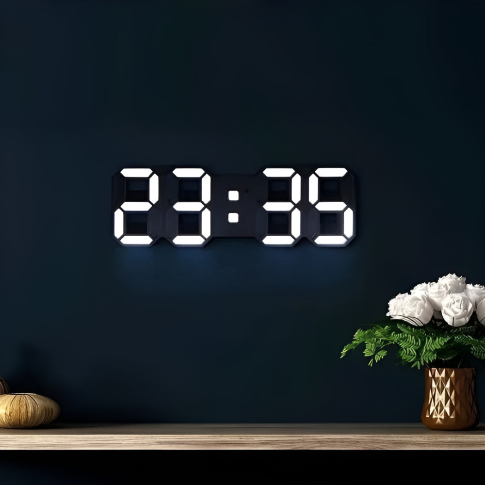 Sleek Digital LED Wall Clock Modern Time Display with Auto-Dimming