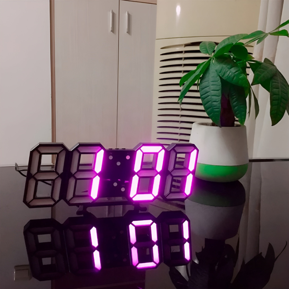 Sleek Digital LED Wall Clock Modern Time Display with Auto-Dimming