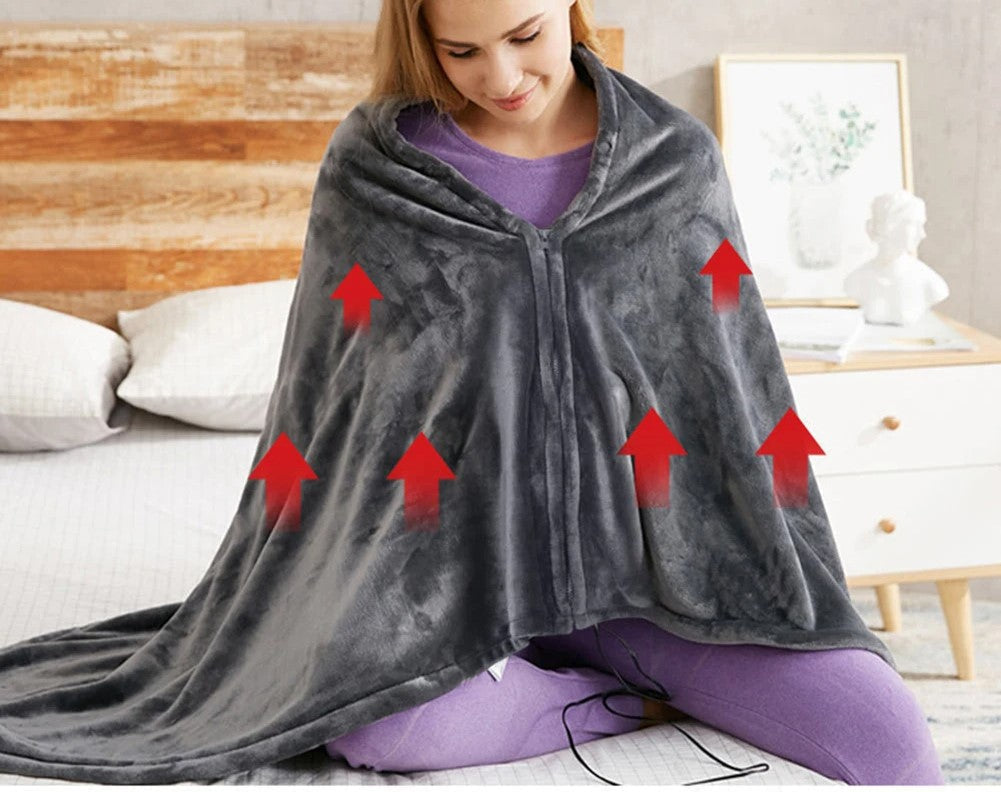 USB Heated Electric Blanket Shawl with Adjustable 3-Level Heat and 9 Warm Zones
