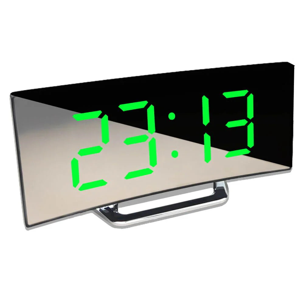 Curved LED Digital Sunrise Alarm Clock Modern Design with Clear Display