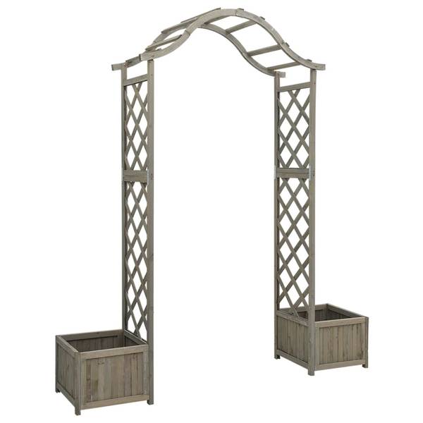 Houten Rozenboog met Plantenbakken