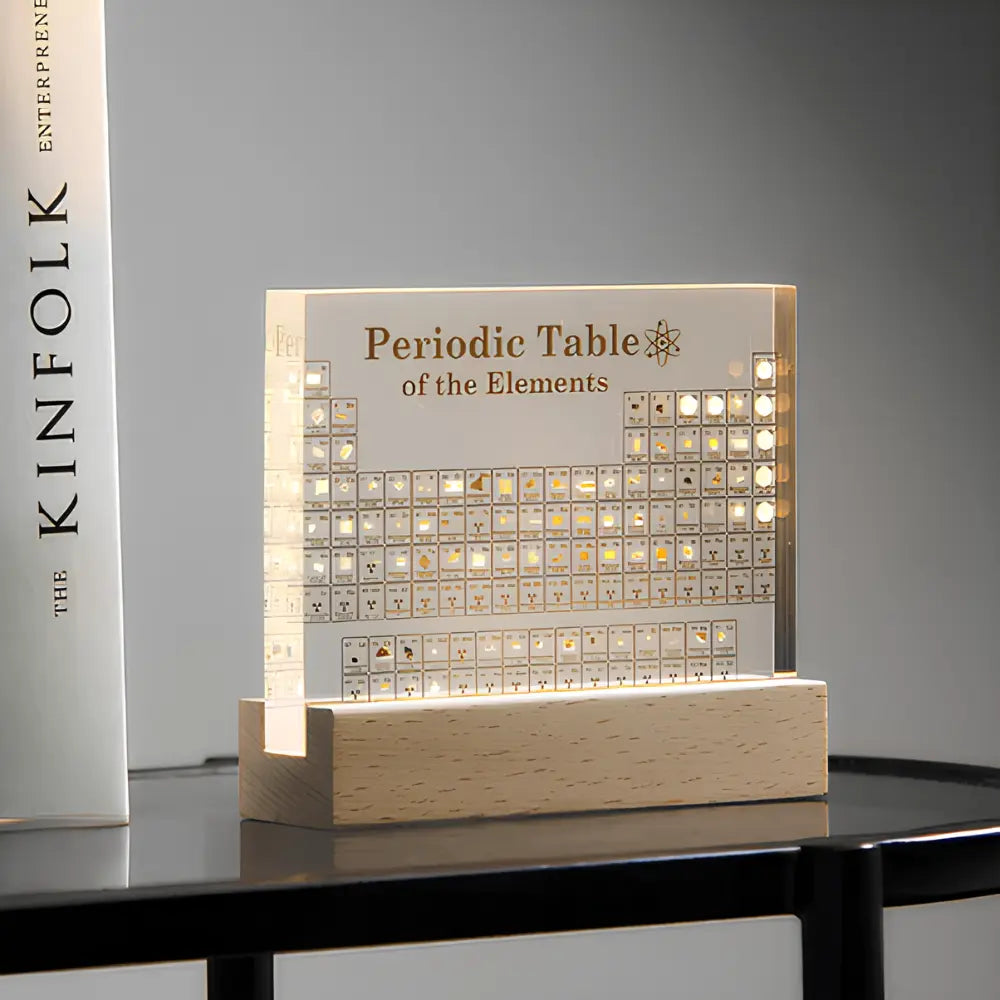 Illuminated Real Elements Periodic Table Decorative Science Display