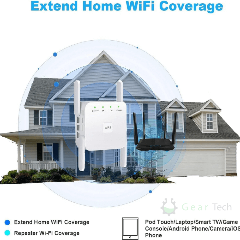 5G WiFi Extender Dual-Band Signal Extender for Full Home Coverage
