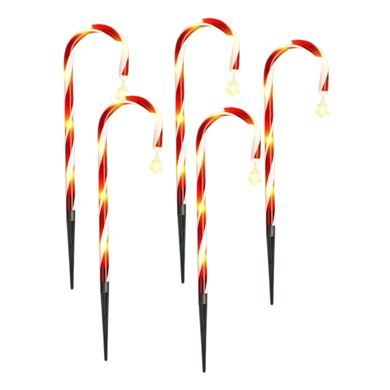 Solar Candy Cane Outdoor Christmas Lights with Festive Multi-Mode Holiday Glow