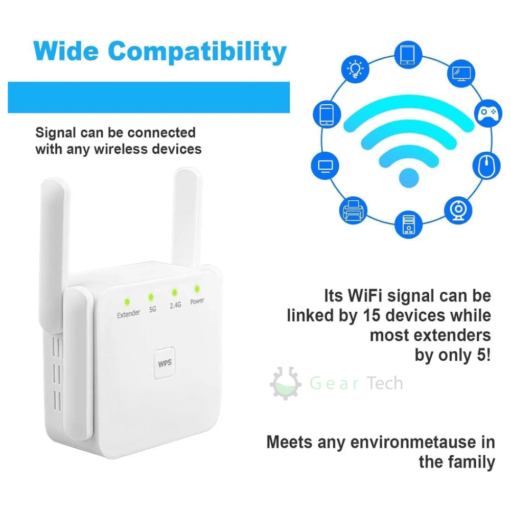 5G WiFi Extender Dual-Band Signal Extender for Full Home Coverage