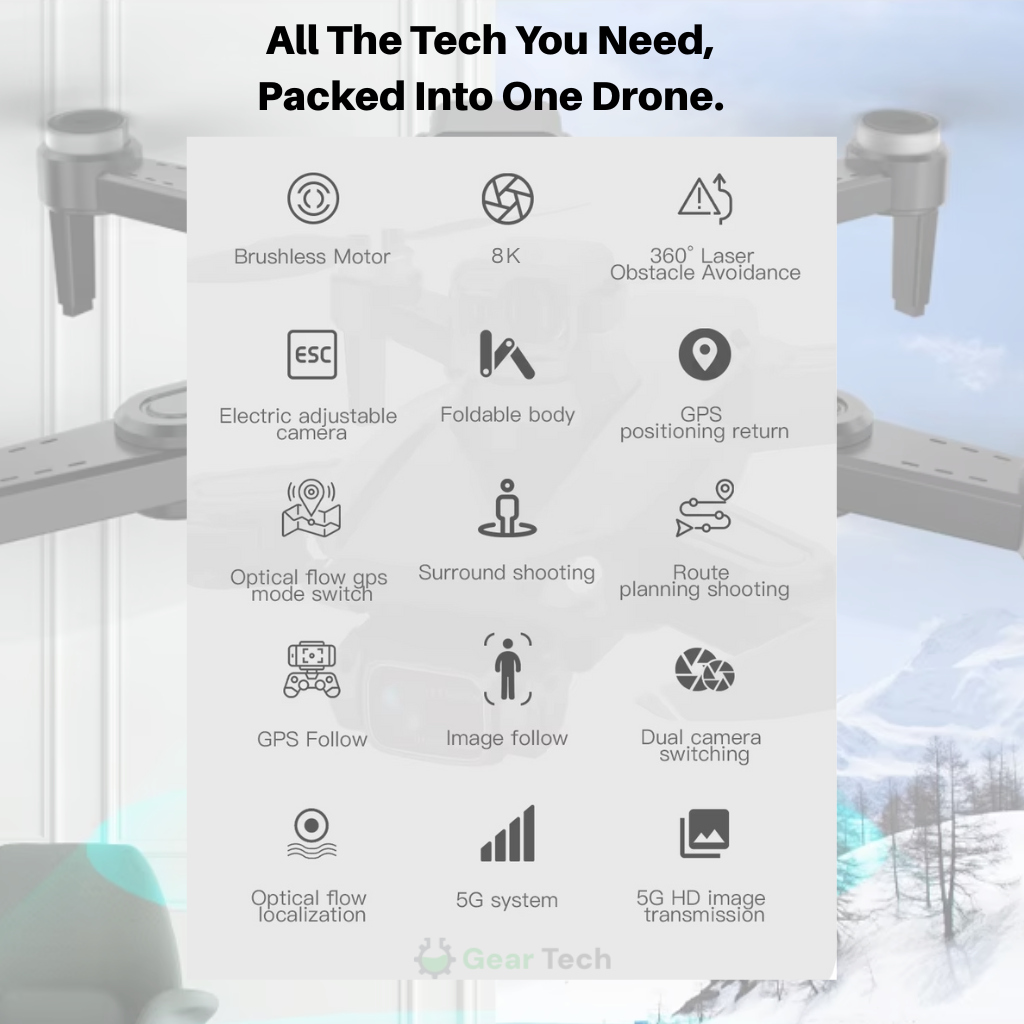 Aerial Camera Drone 8K Dual Lens, GPS Positioning, Stable Flight