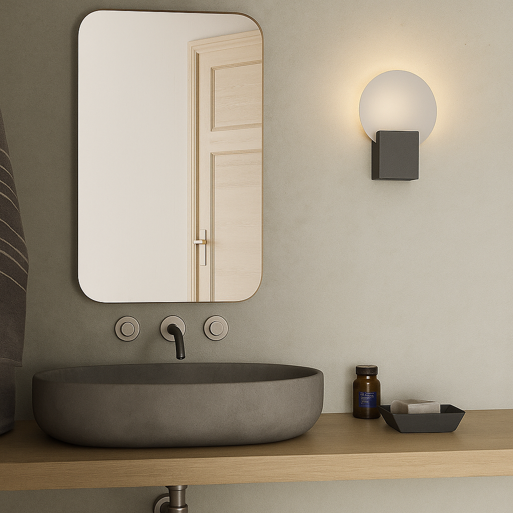 Hester wall lamp with frosted glass and dimming function