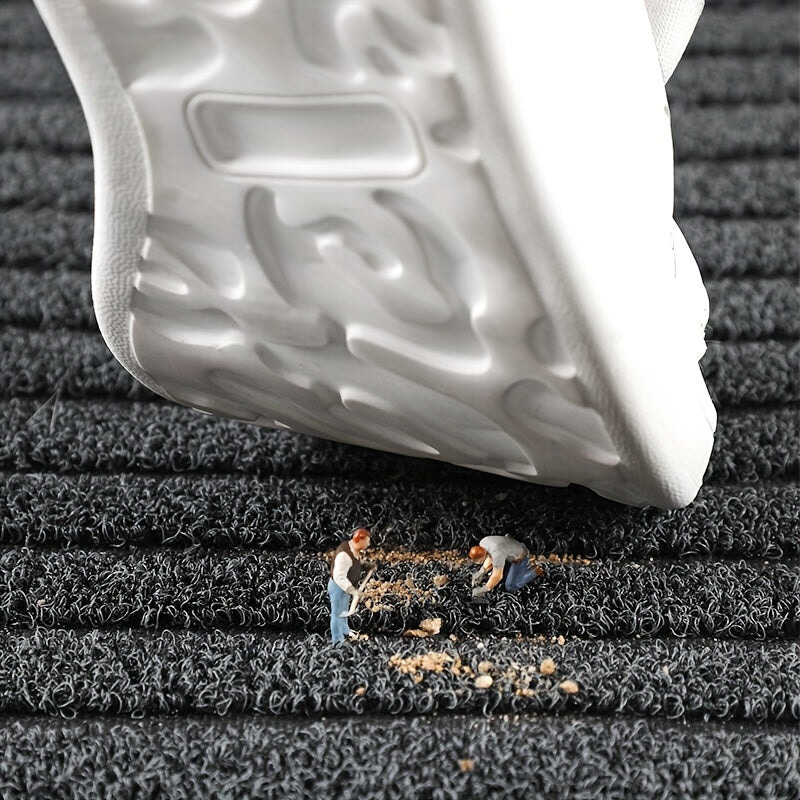 Weather mat black-gray ribbed pattern
