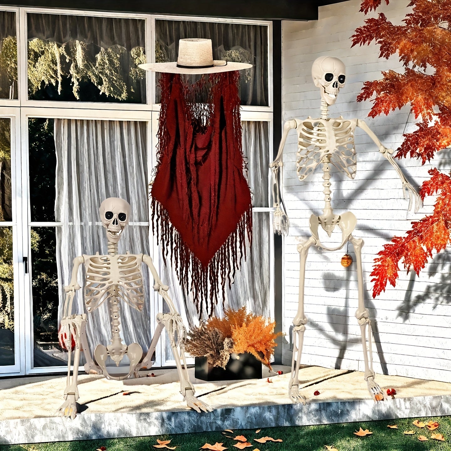 Giant 12 Ft Halloween Skeleton Decoration Posable Outdoor