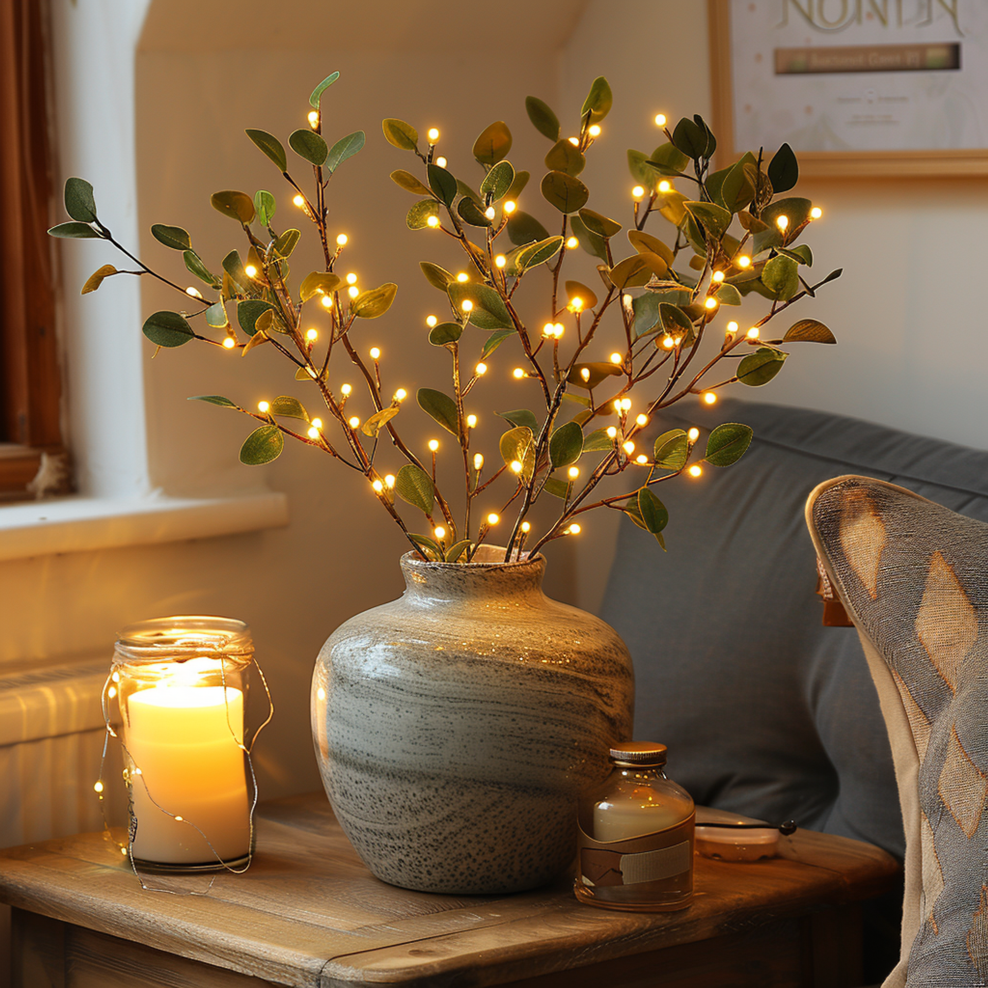 Fairy Light Olive Branch Table Lamps for Living Room