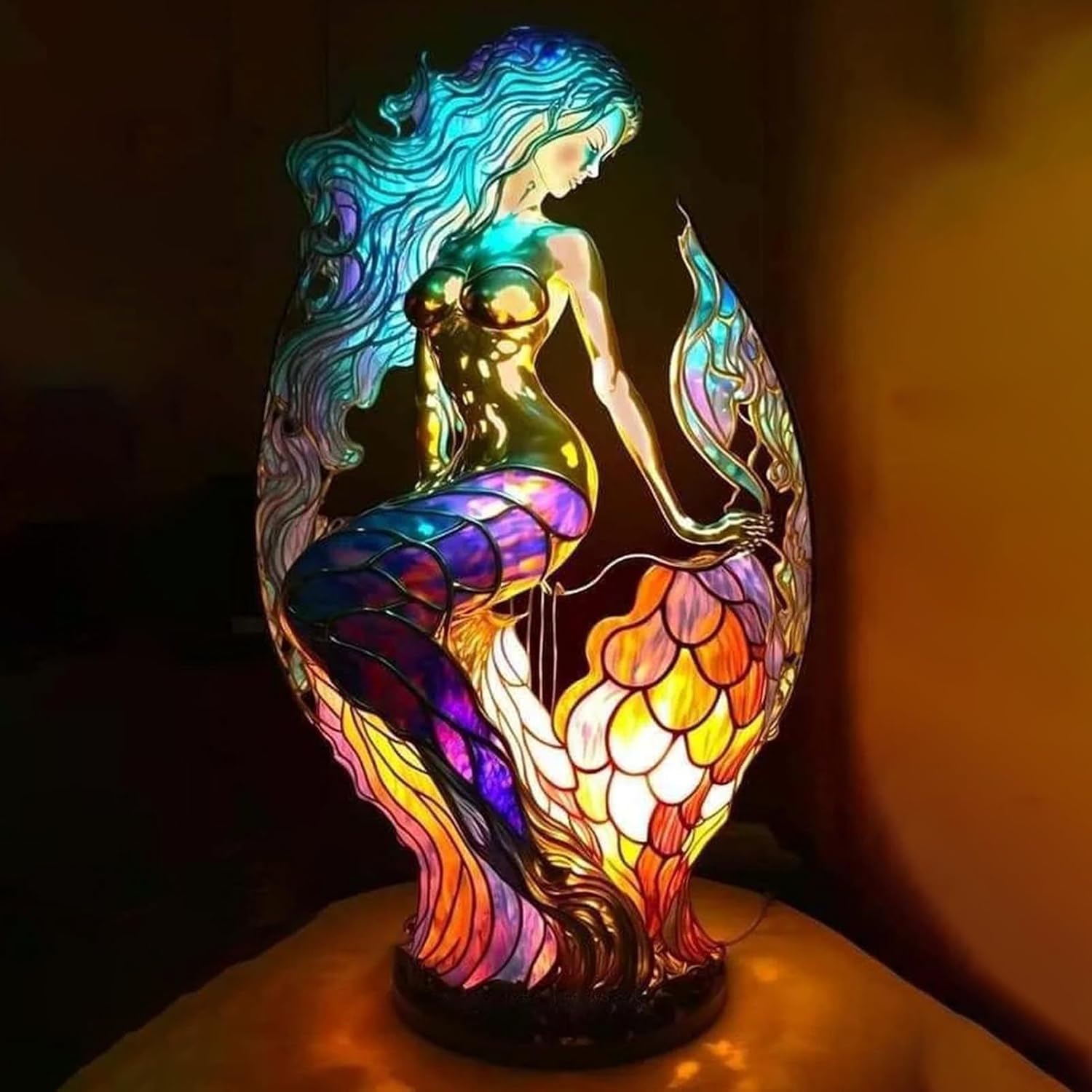 Stained Glass Table Lamp – Artistic Decorative Animal Lighting