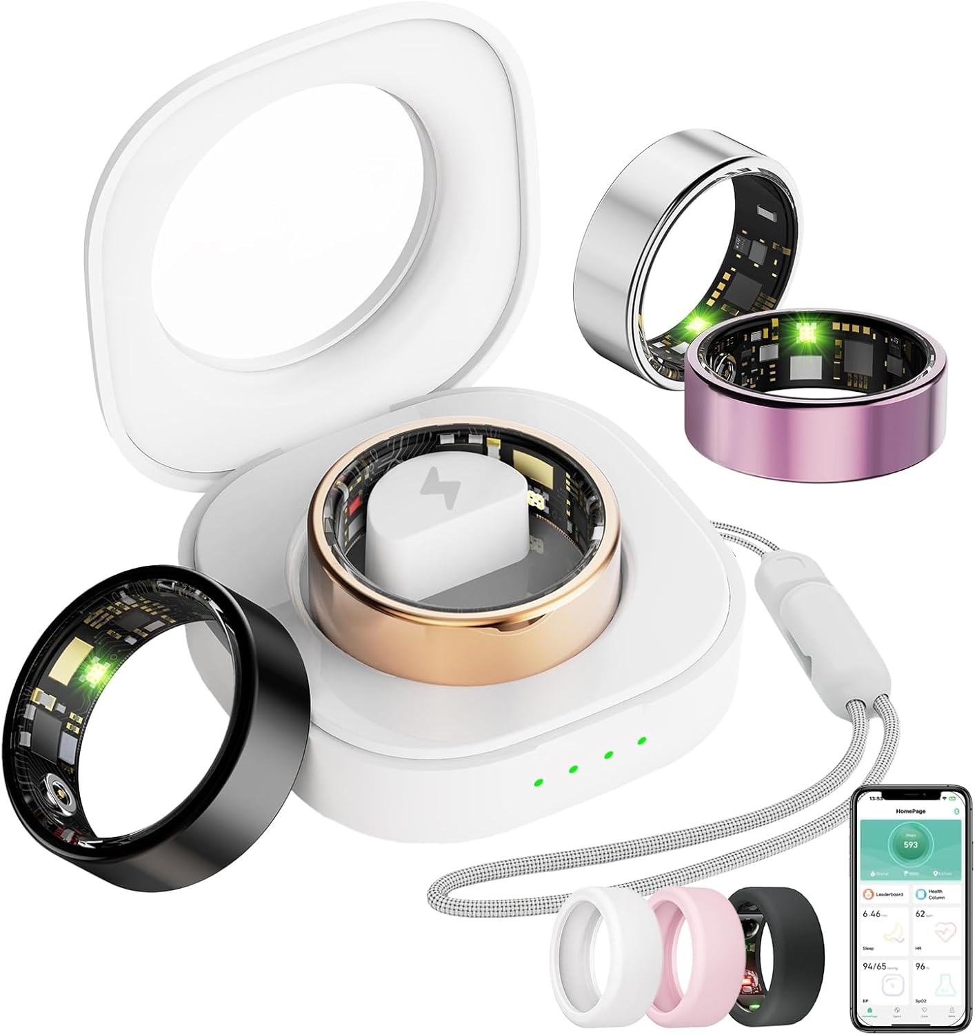 Health ring with real-time measurements and smart sleep analysis
