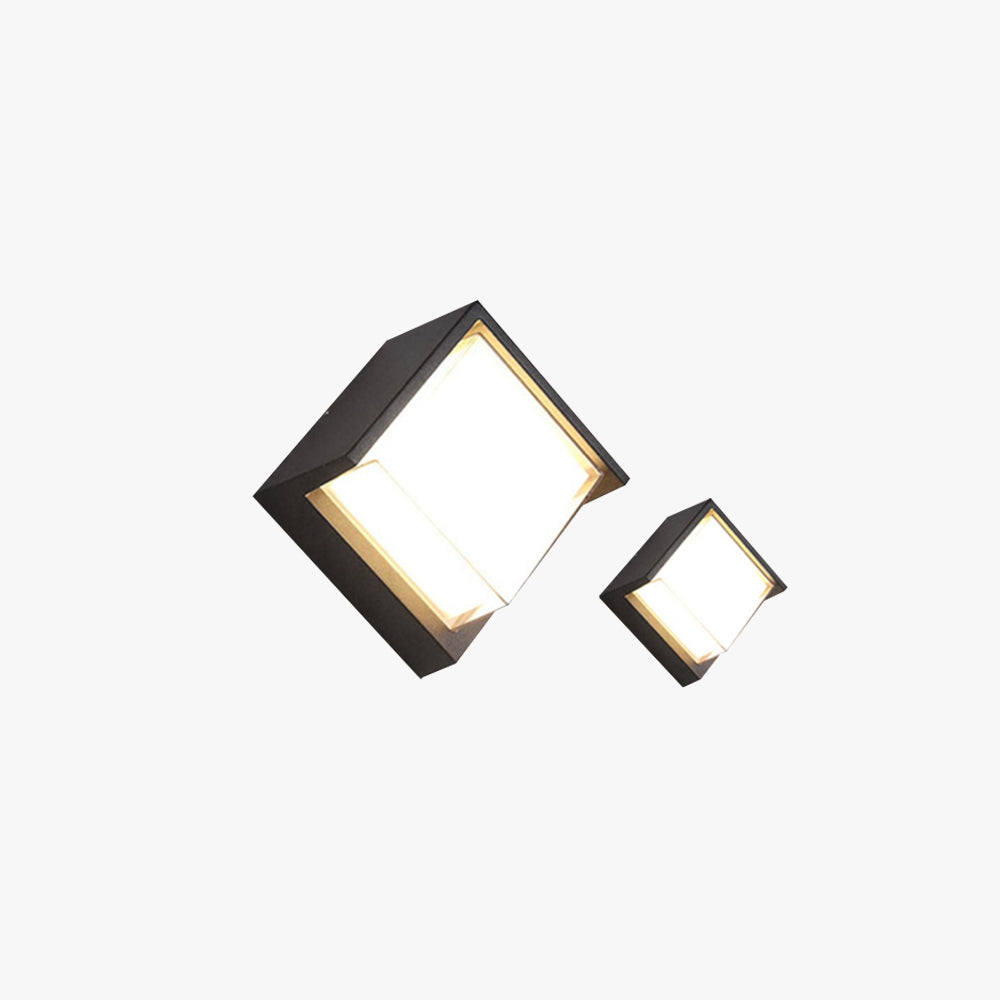 Contemporary Square Outdoor Wall Light Black Metal with Acrylic Shade