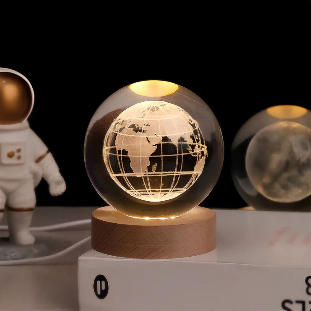 Luminous 3D Crystal Ball Glowing Planet Night Light