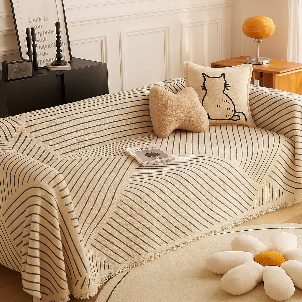 Noords nest gestreepte sofa sprei met kwastjes