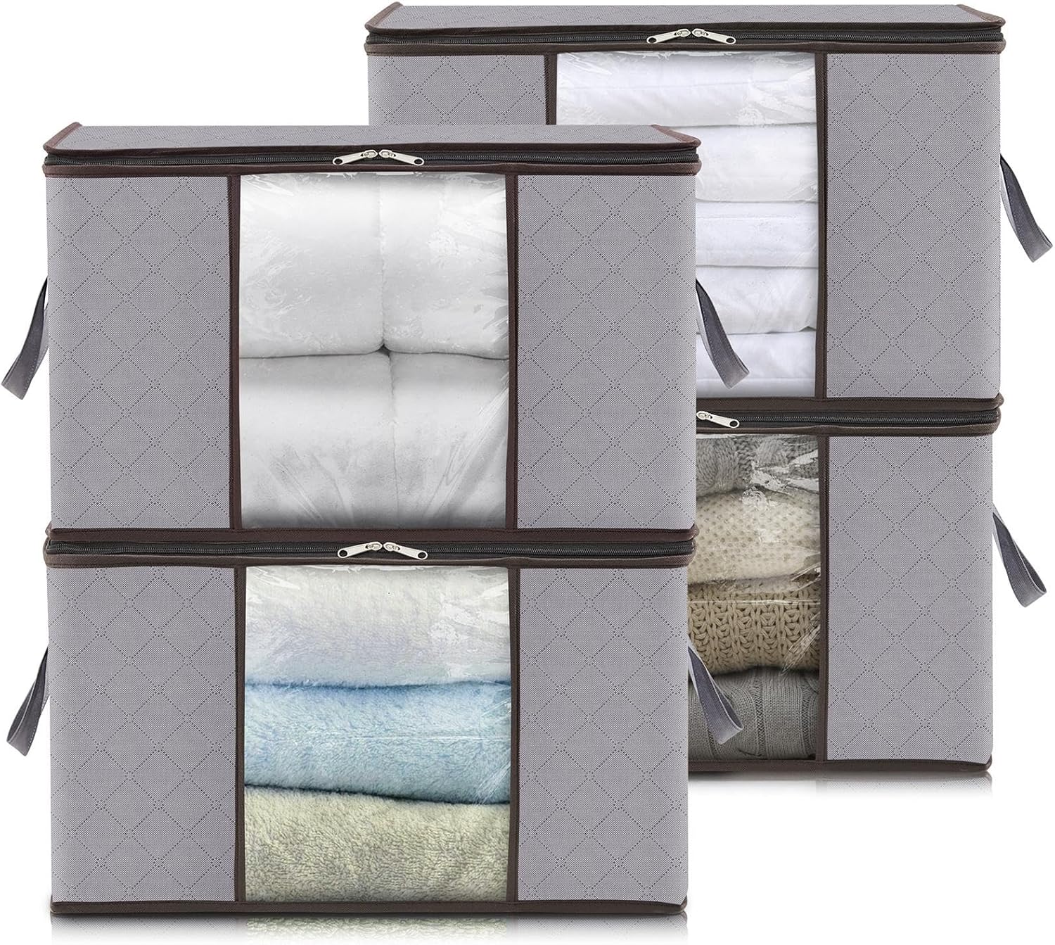 Foldable Storage Boxes with Handles Clothes Organizer with Clear Window