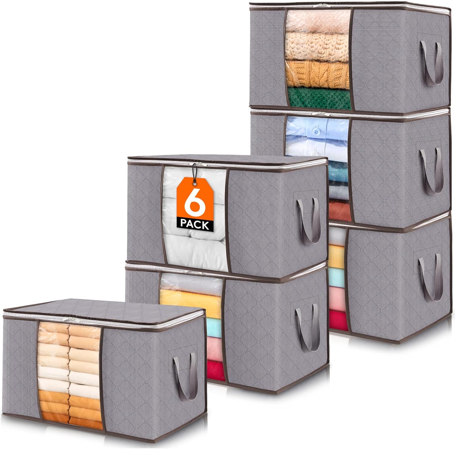Foldable Storage Boxes with Handles Clothes Organizer with Clear Window