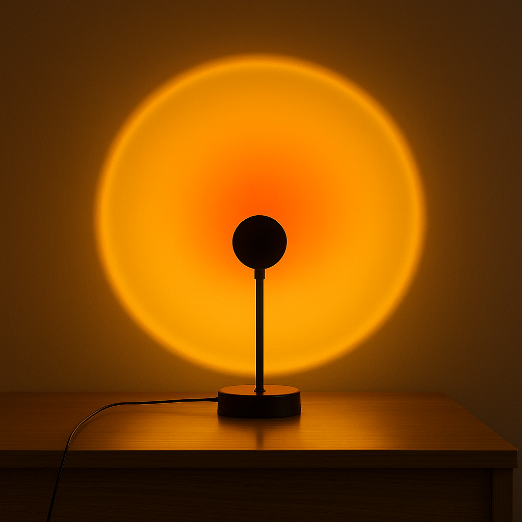 Rainbow beam table lamp projection