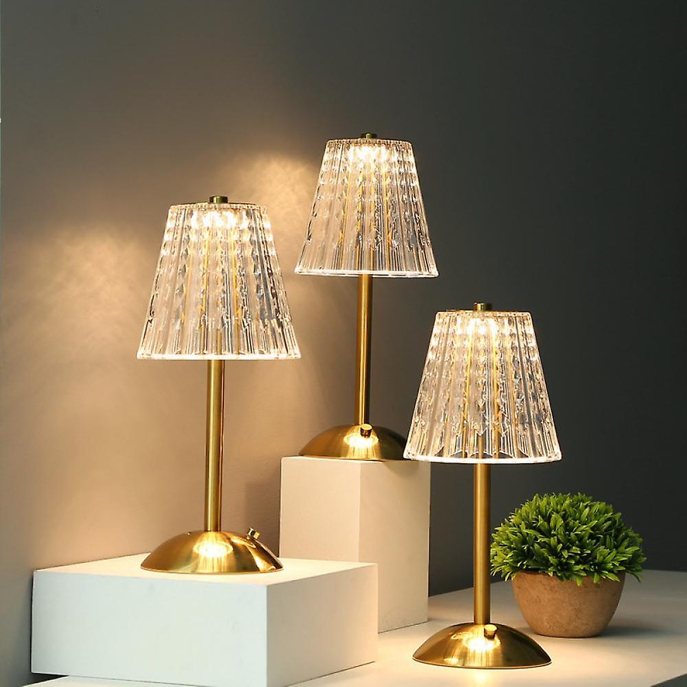 Golden Crystal Glass Table Lamp in Decorative Design with Sparkling Shade