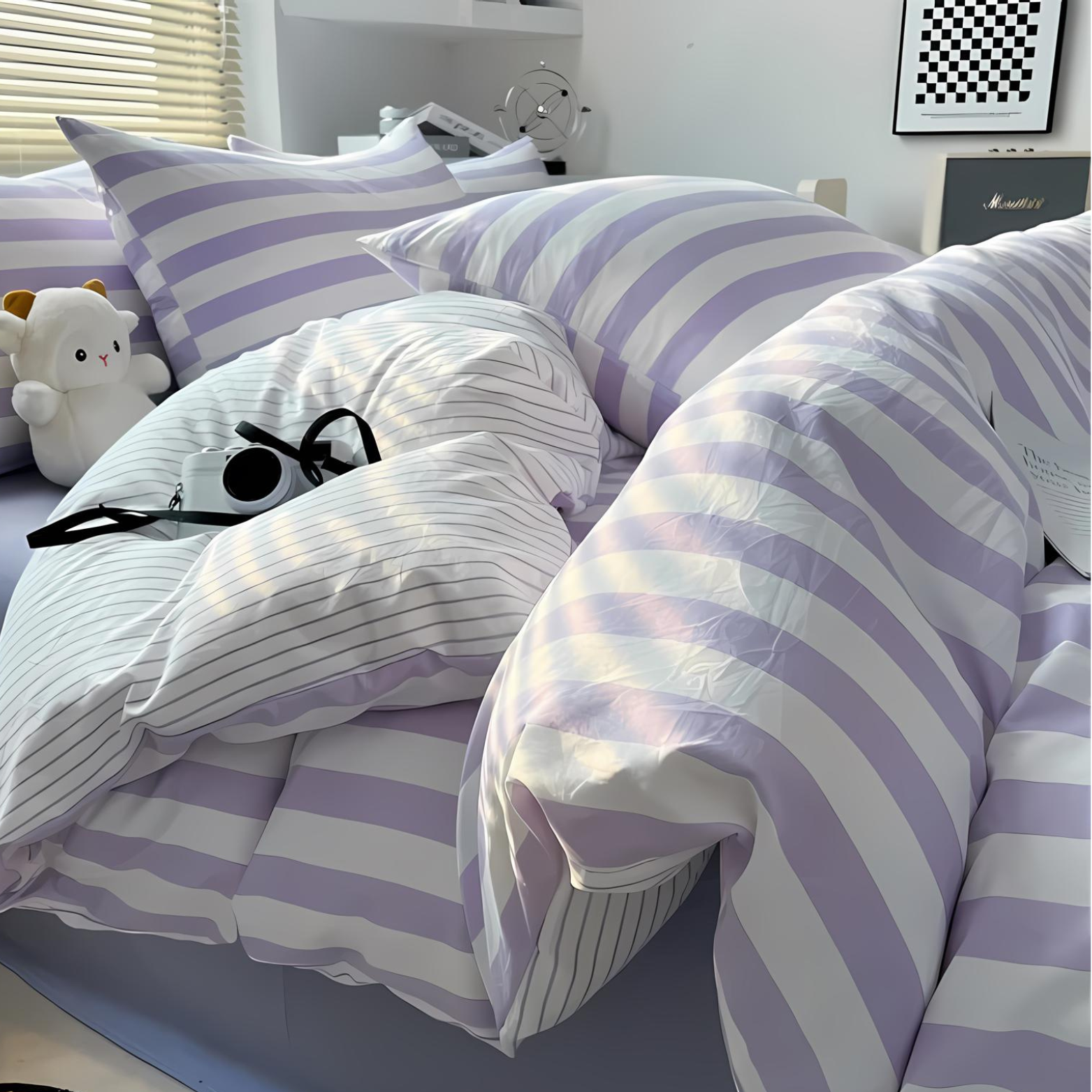 Luxury Striped Bedding Set Timeless Style & Coordinated Comfort