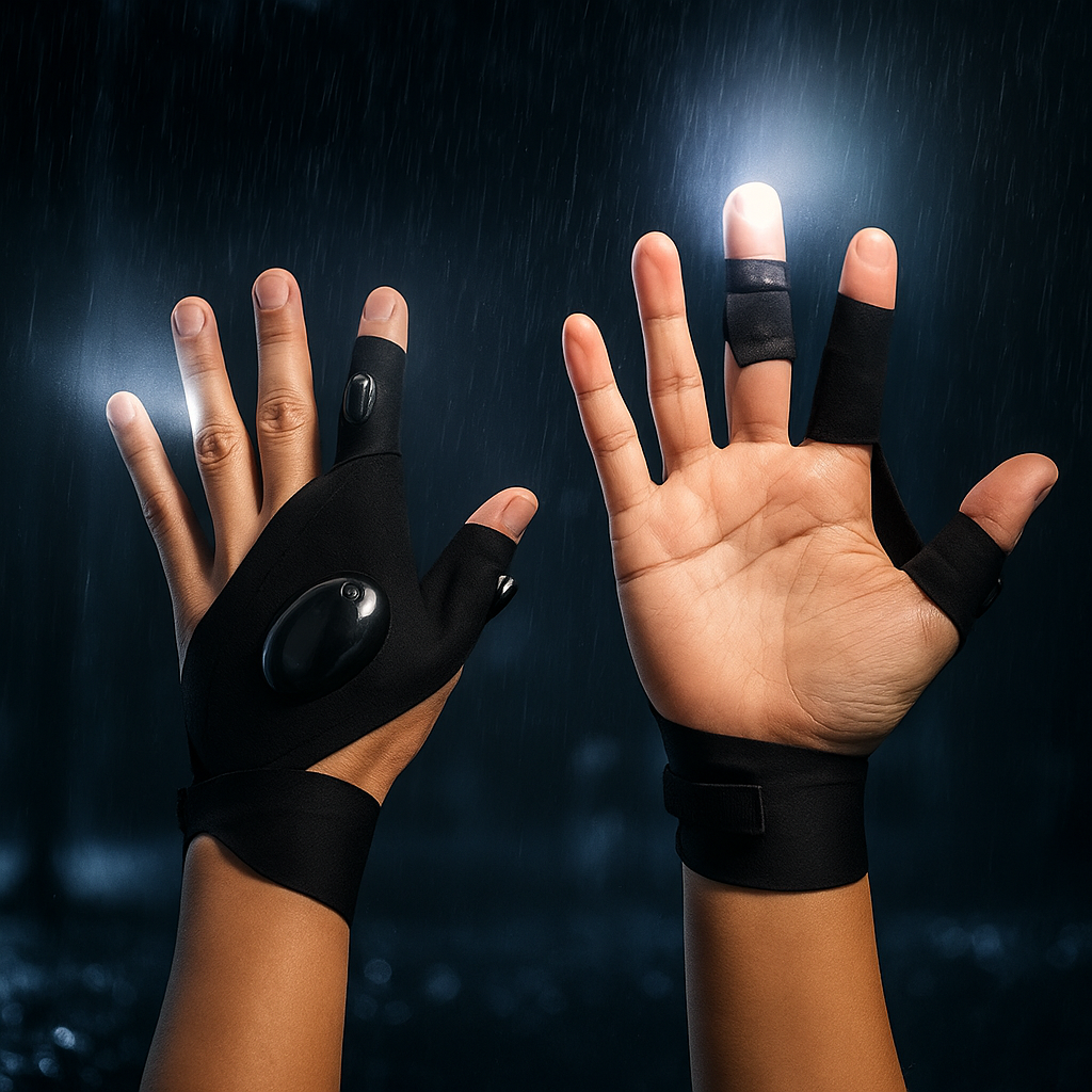 Glove with combined LED lighting
