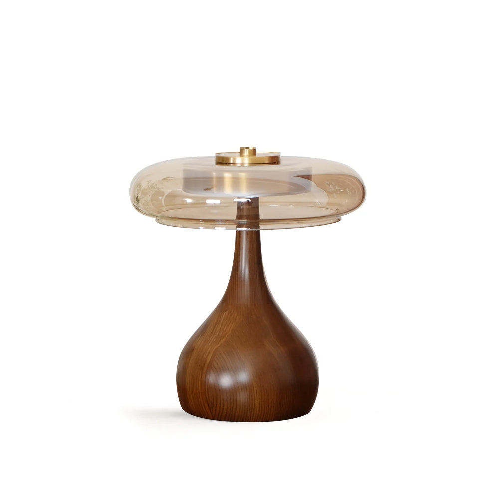 Brass & Wood Table Lamp LED with Warm & Cool Light Options