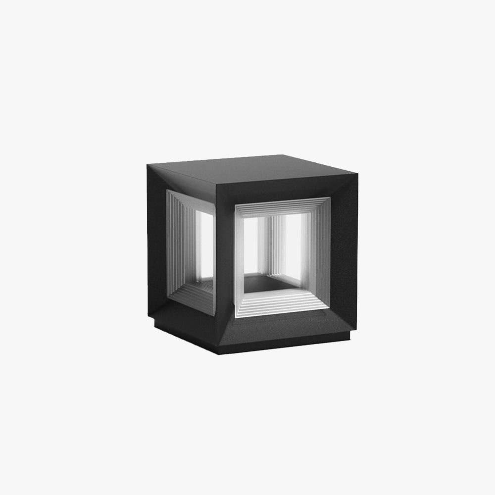 Modern Outdoor Lantern Solar Garden Light Metal LED Cube Light