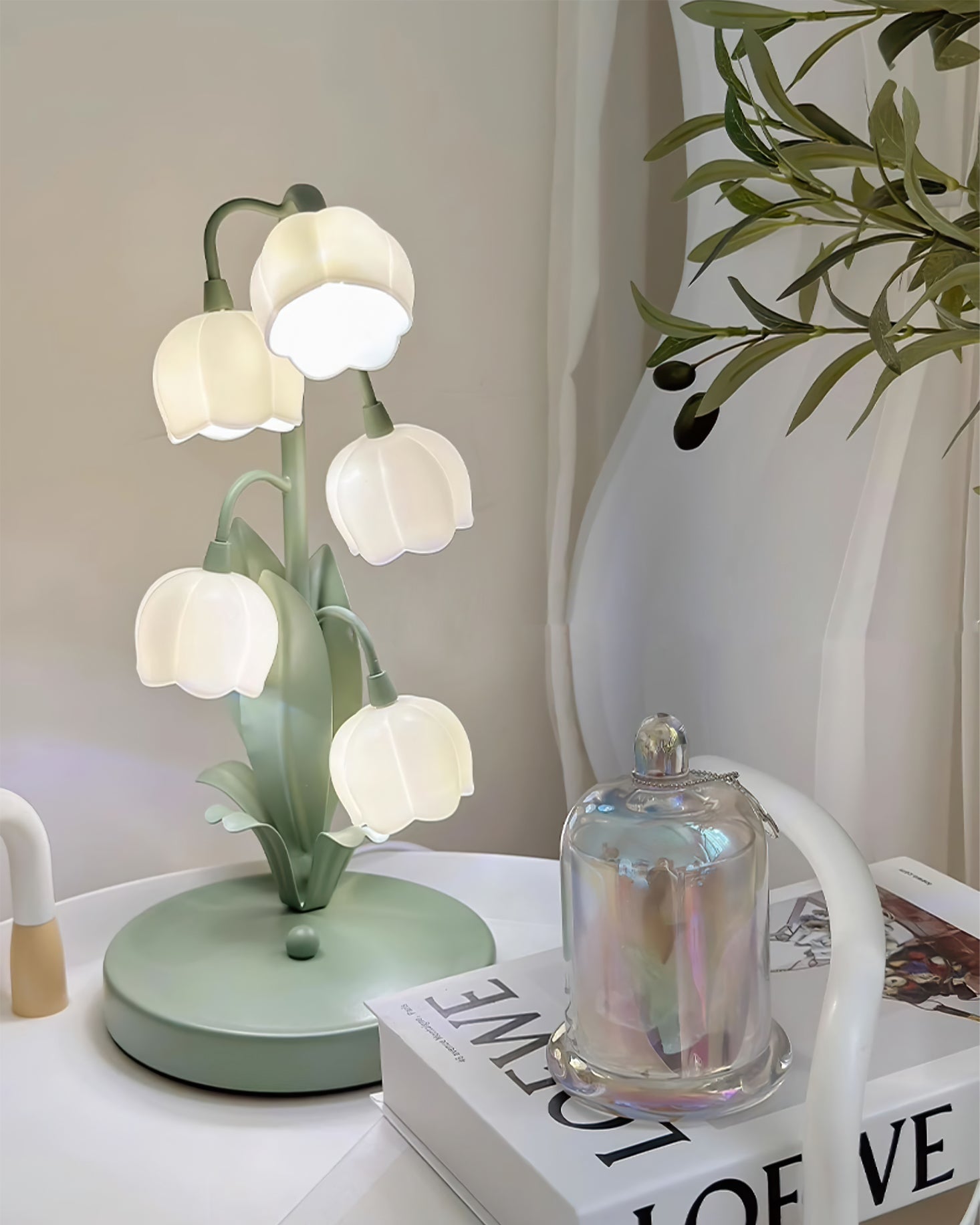 Modern Bell Orchid Table Lamp Cozy Indoor Decorative Light