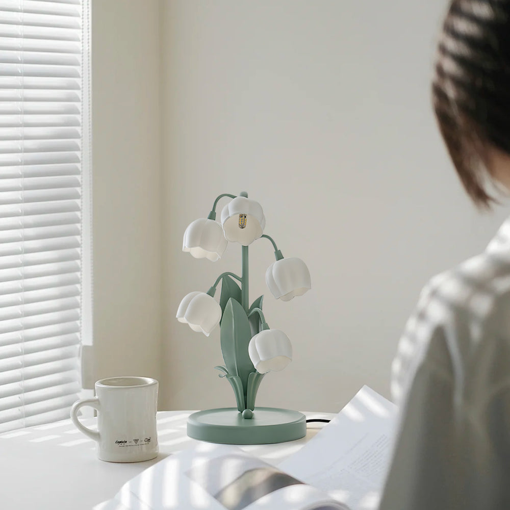 Modern Bell Orchid Table Lamp Cozy Indoor Decorative Light