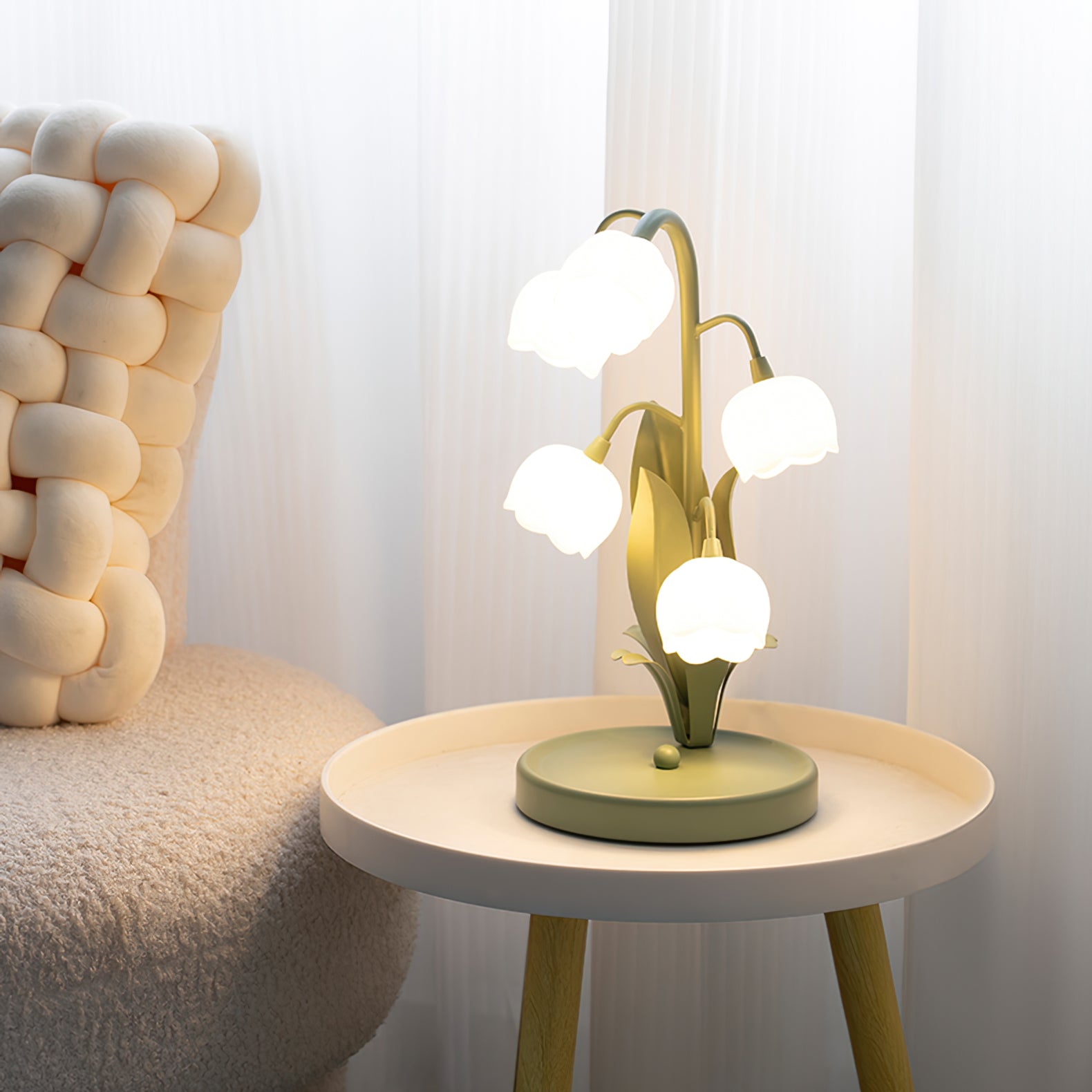 Modern Bell Orchid Table Lamp Cozy Indoor Decorative Light