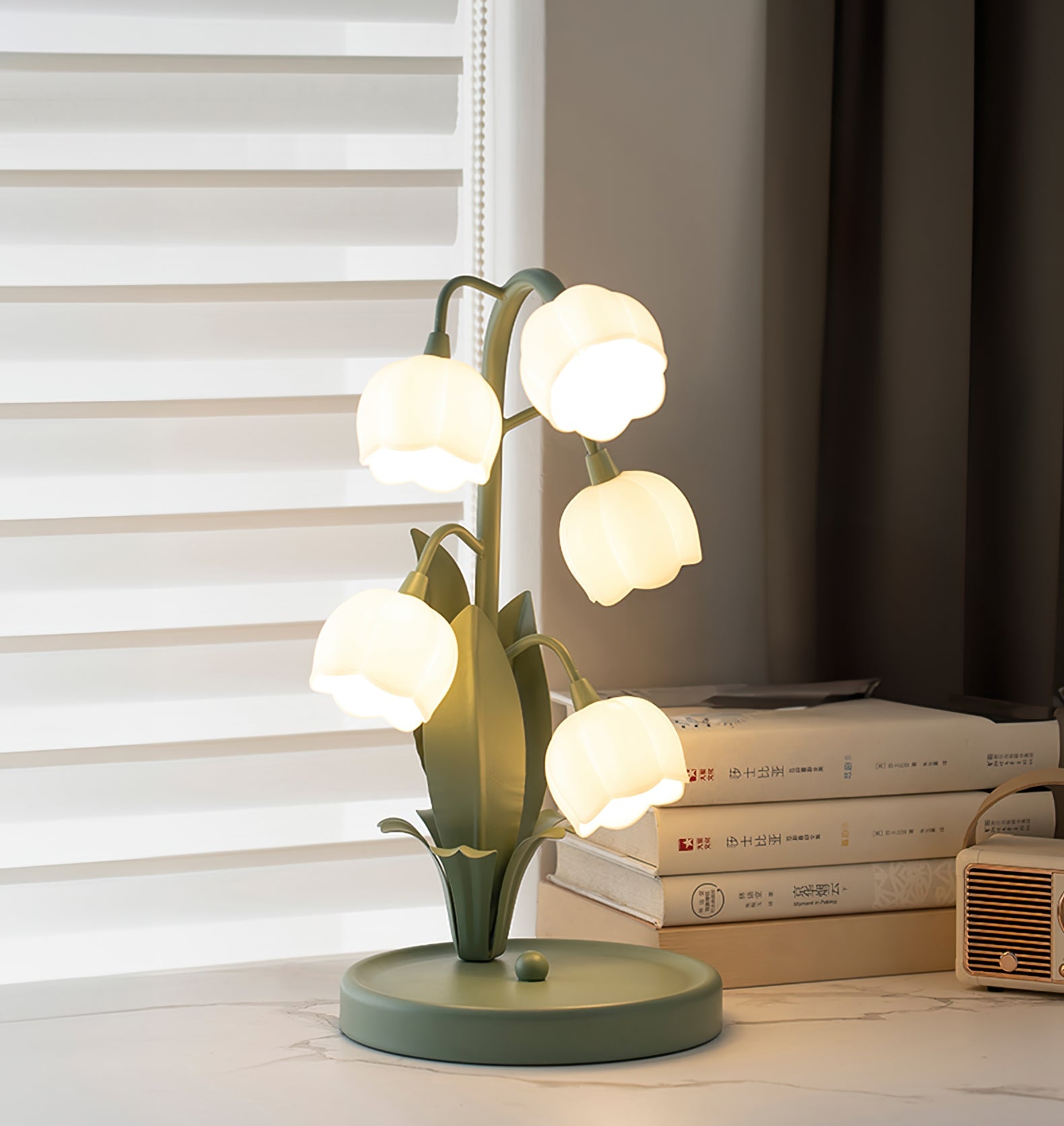 Modern Bell Orchid Table Lamp Cozy Indoor Decorative Light