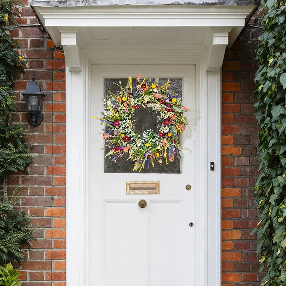 Handcrafted Artificial Flower Door Wreath Vibrant Seasonal Decoration