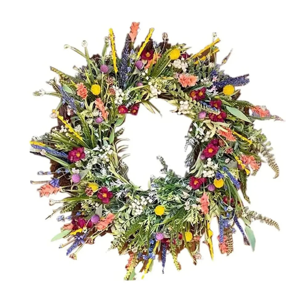 Handcrafted Artificial Flower Door Wreath Vibrant Seasonal Decoration
