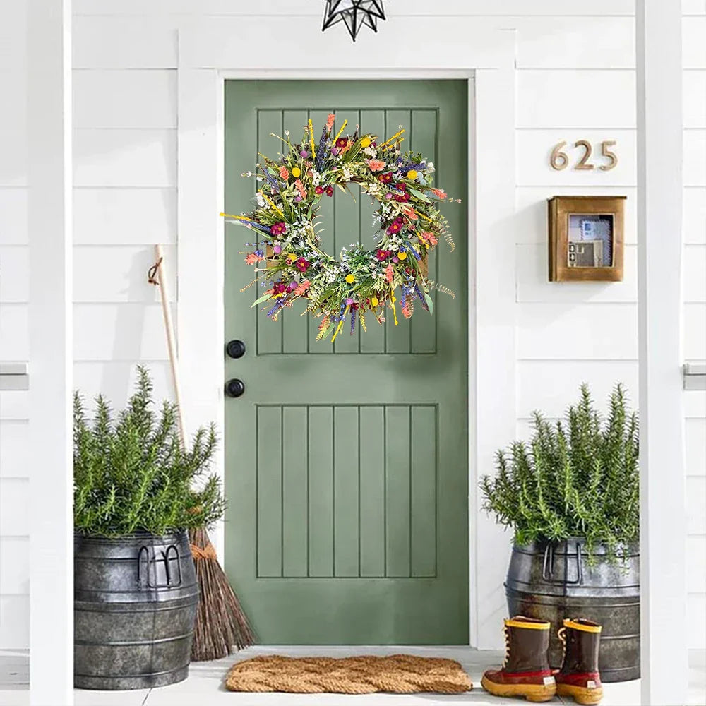 Handcrafted Artificial Flower Door Wreath Vibrant Seasonal Decoration