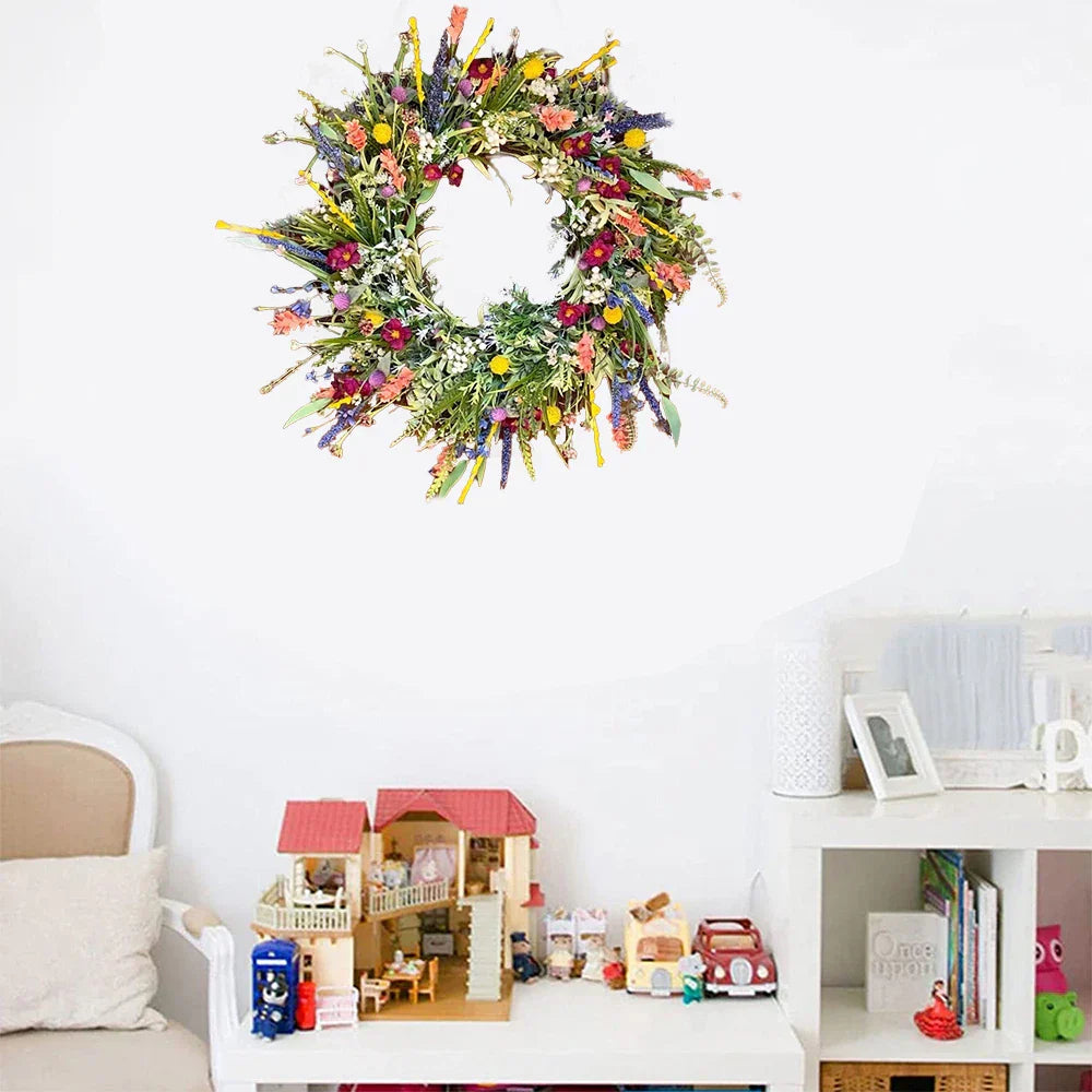 Handcrafted Artificial Flower Door Wreath Vibrant Seasonal Decoration