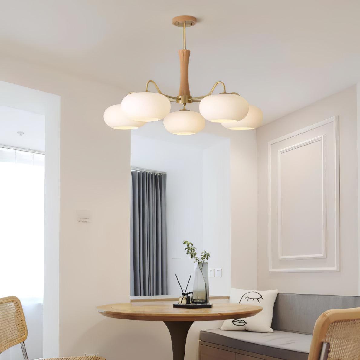 Candy Brass Wooden Persimmon Mid-Century Retro Glass Chandeliers