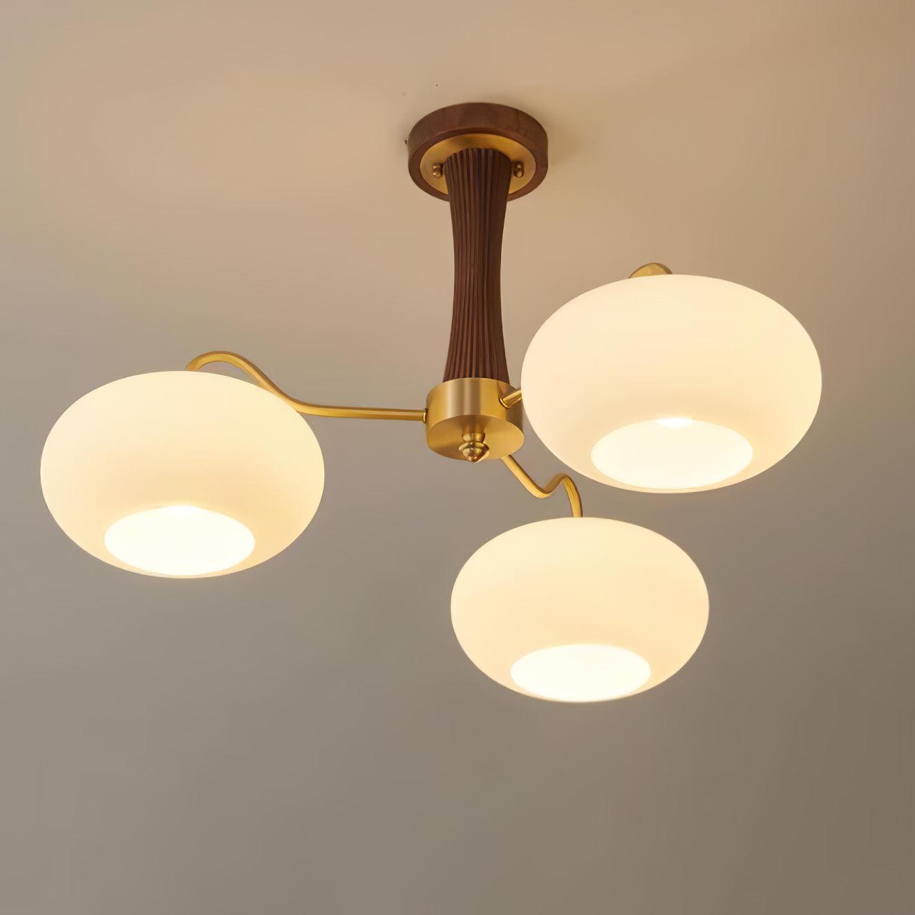 Candy Brass Wooden Persimmon Mid-Century Retro Glass Chandeliers