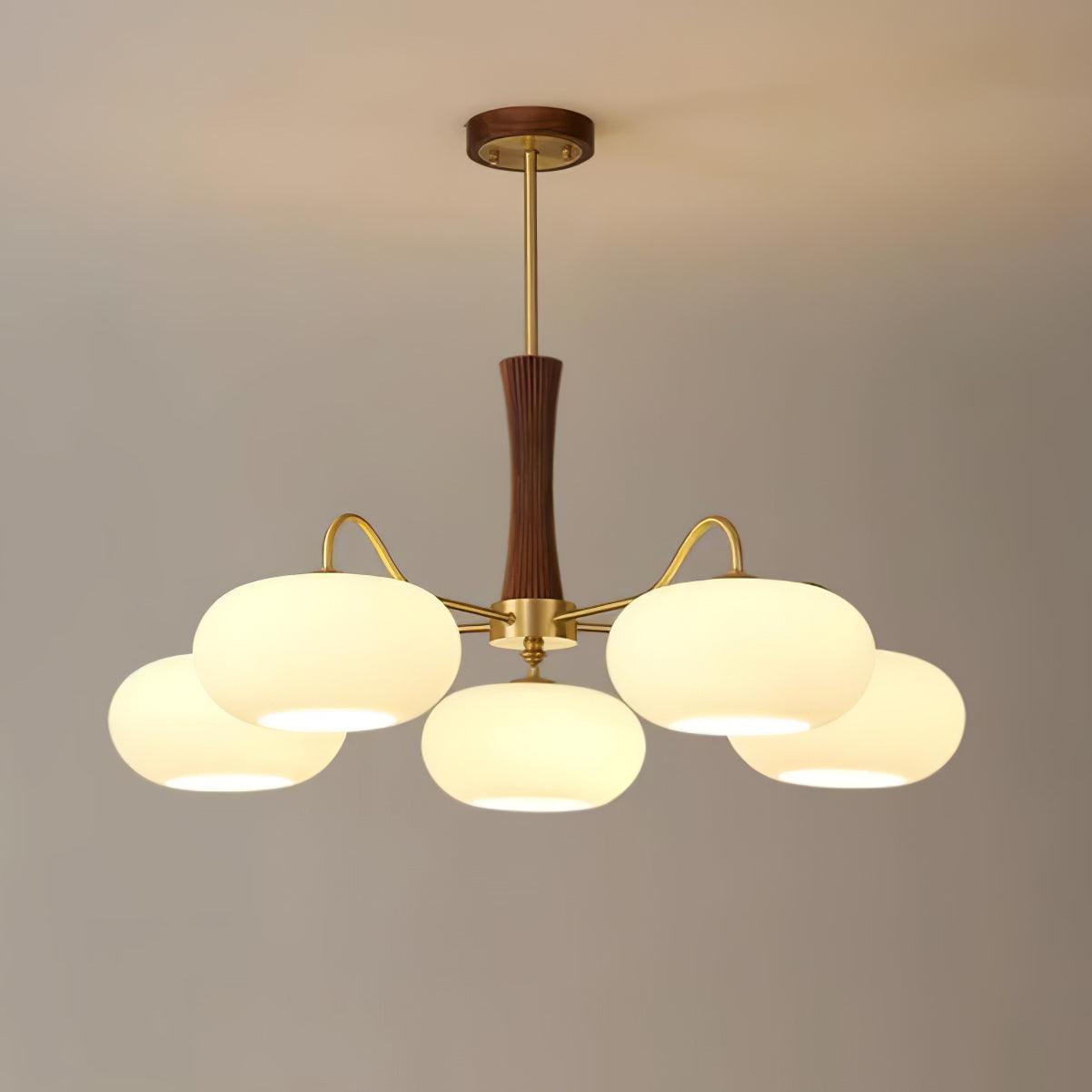 Candy Brass Wooden Persimmon Mid-Century Retro Glass Chandeliers