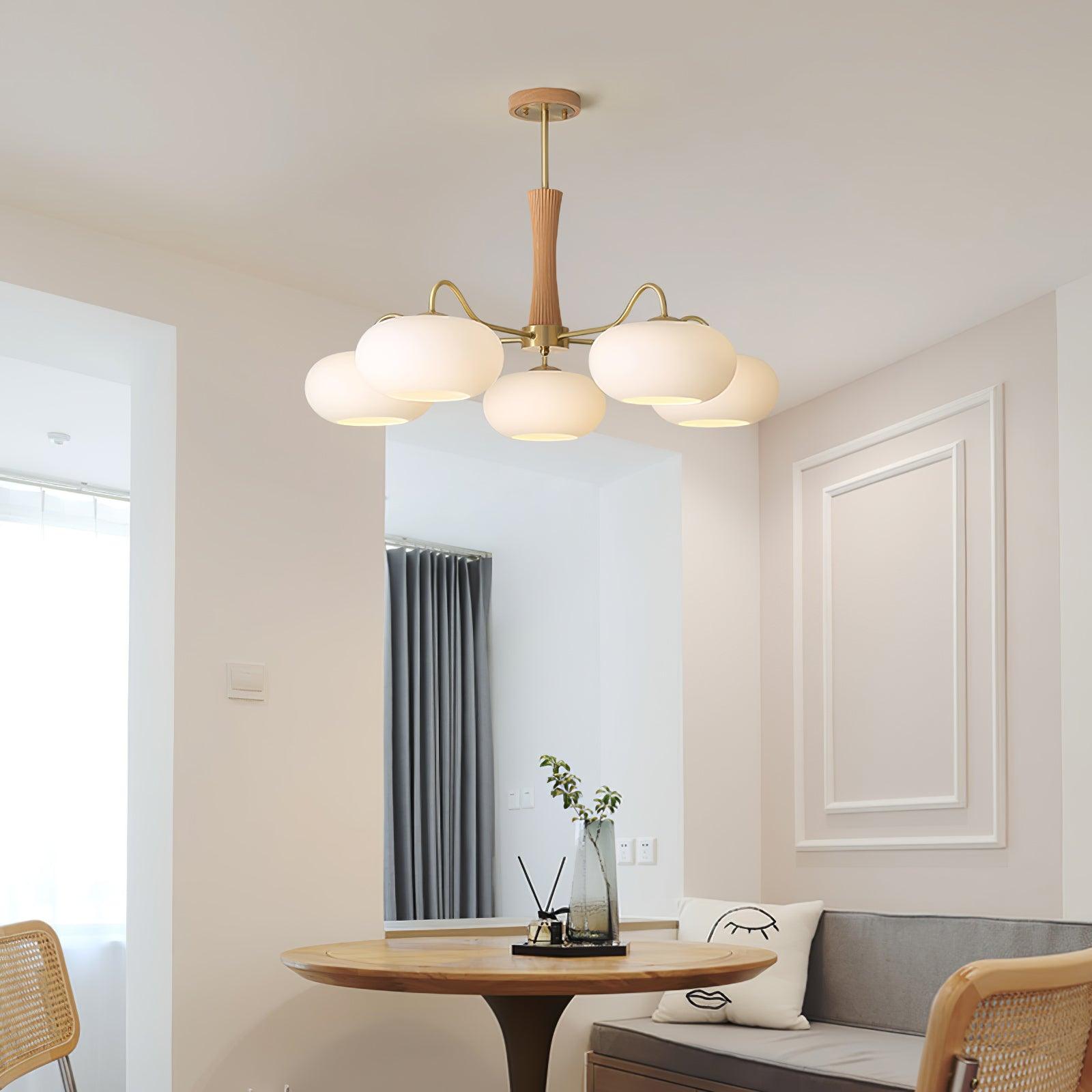 Candy Brass Wooden Persimmon Mid-Century Retro Glass Chandeliers