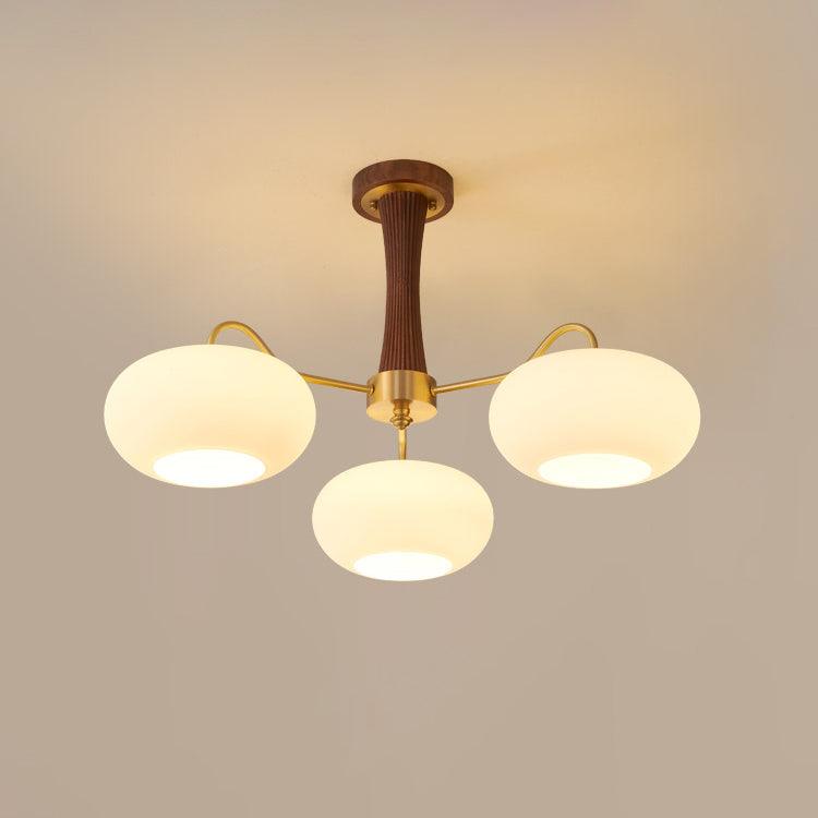 Candy Brass Wooden Persimmon Mid-Century Retro Glass Chandeliers