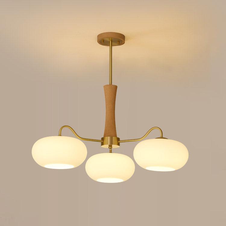 Candy Brass Wooden Persimmon Mid-Century Retro Glass Chandeliers