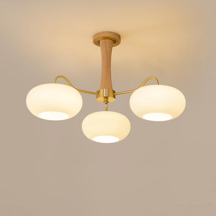 Candy Brass Wooden Persimmon Mid-Century Retro Glass Chandeliers