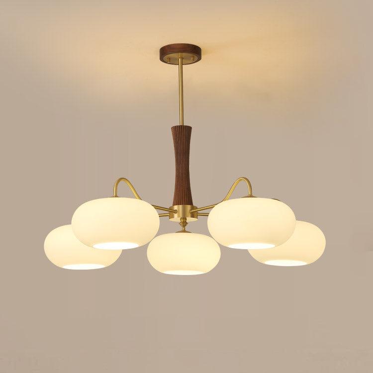 Candy Brass Wooden Persimmon Mid-Century Retro Glass Chandeliers